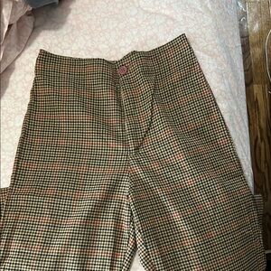 Brandy Melville Plaid Straight Leg Pants - Brown and Black